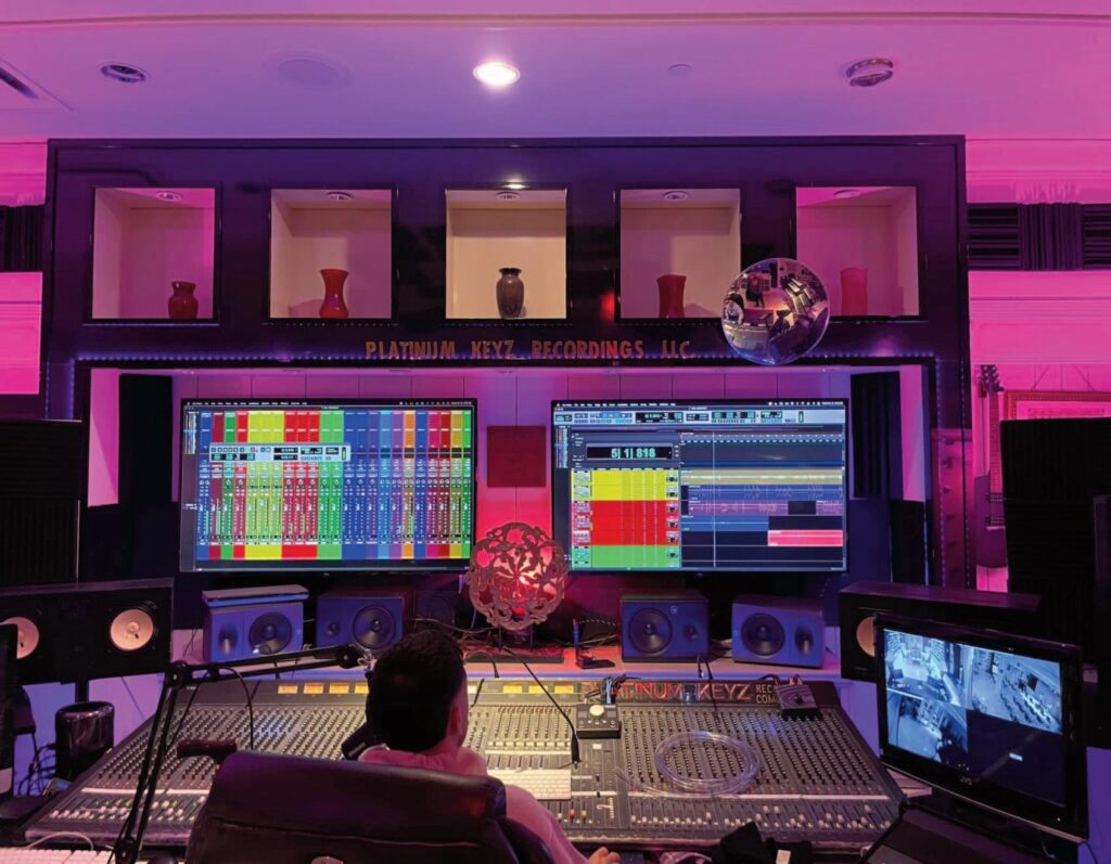 Working in the studio.